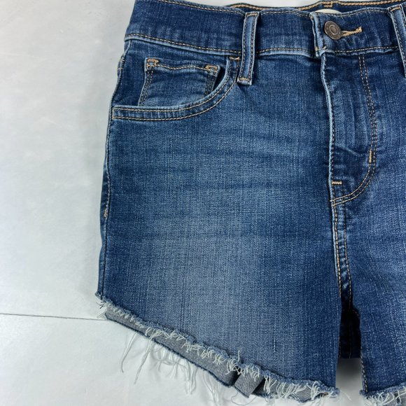 Levi's Jean Short Womens 25 720 High Rise Skinny Blue Faded Cut Offs Denim Jorts - Picture 2 of 16
